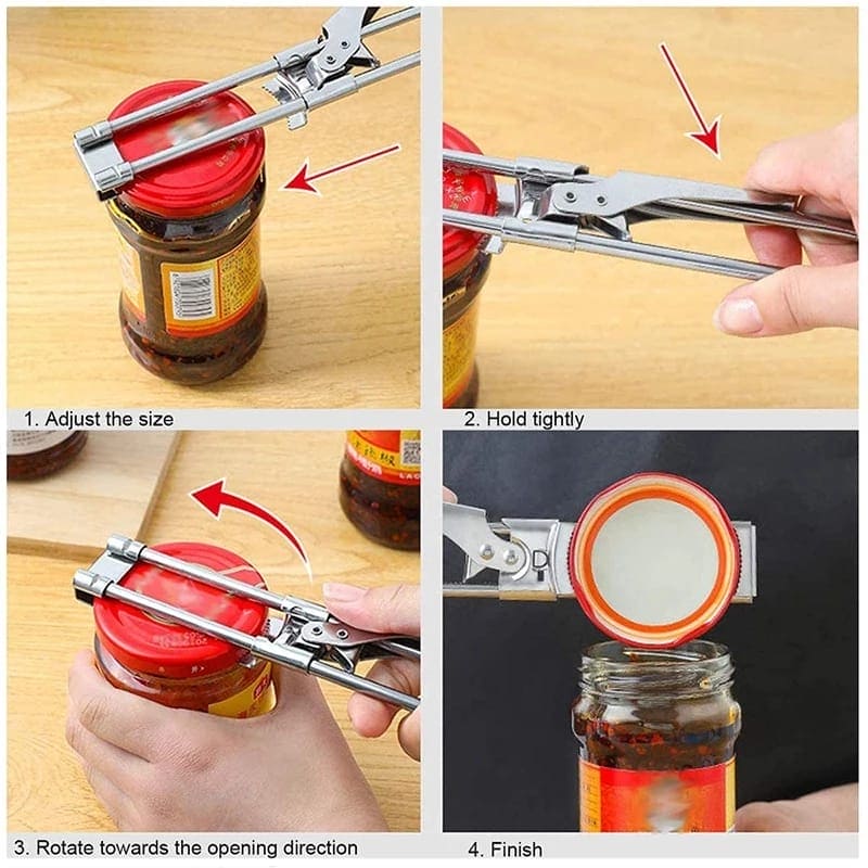Multifunctional Bottle Cap Opener, Stainless Steel Jar Opener, Easy Opening Cap Tool, Adjustable Jar and Bottle Opener, Jar Lid Gripper Multifunctional Bottle Cap Opener, Stainless Steel Jar Opener, Easy Opening Cap Tool, Adjustable Jar and Bottle Opener, Jar Lid Gripper
